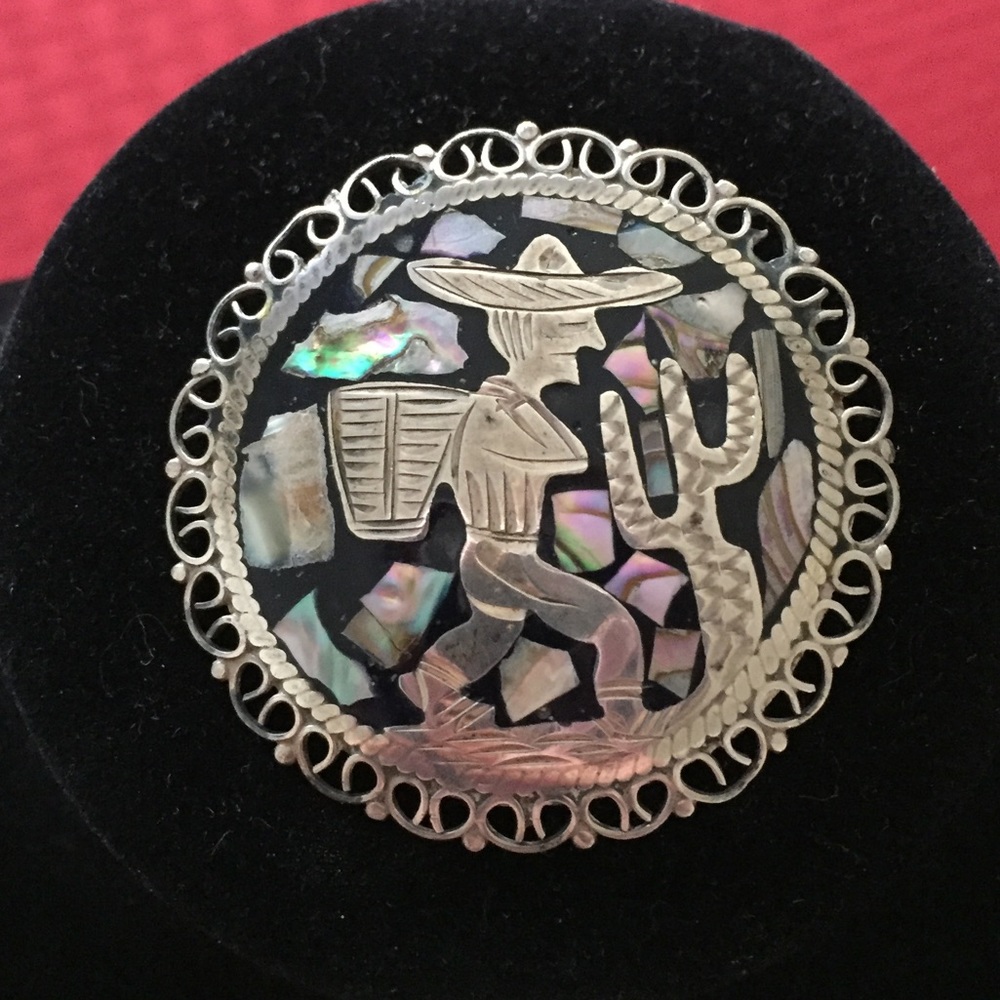 Vintage Mexican Abalone Pearl Brooch / Pendant